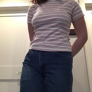 pink and white croptop